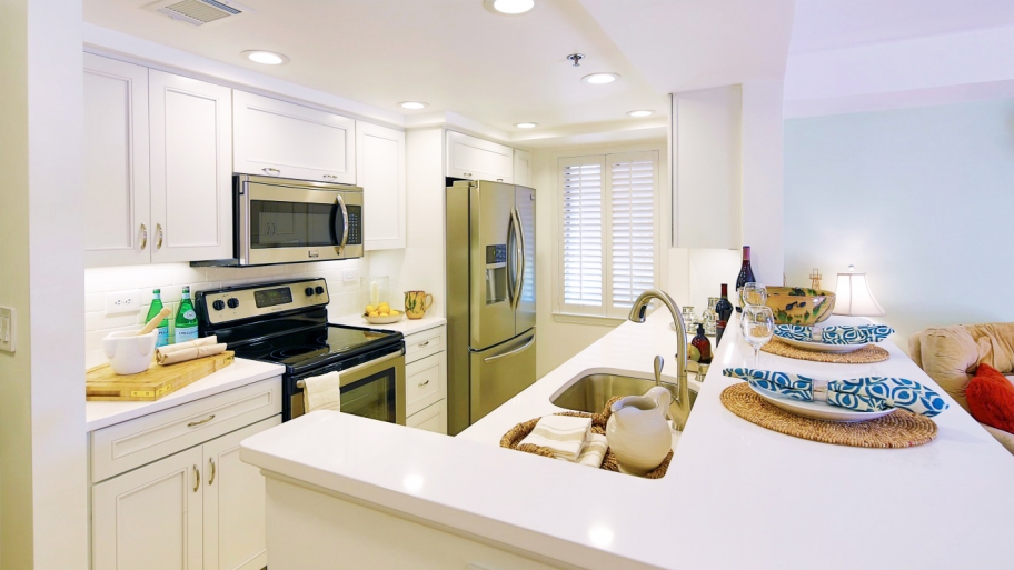 kitchen with recessed lighting